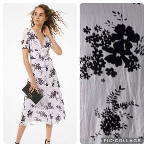 Michael Kors Floral Georgette Button Front Dress, Size M
